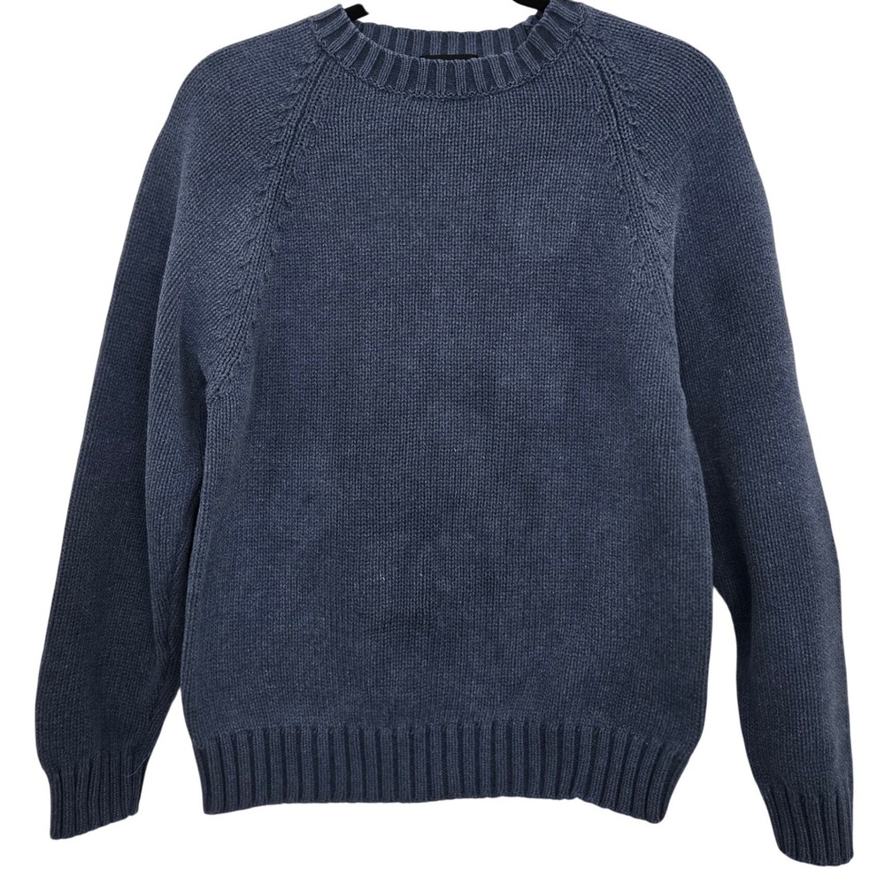 Vintage J Peterman Co Mens Blue Raglan Cotton Knit Sweater Hong Kong S Raglan